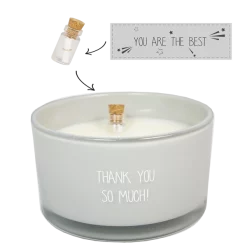 Kaars met flessenpost thank you