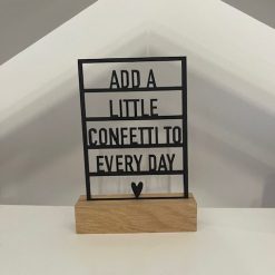 Kaart op houder confetti