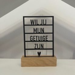 Kaarthouder met tekst getuige