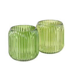Boltze set van 2 theelichthouders groen. 2+1 gratis