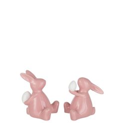 Konijn roze set van 2 stuks