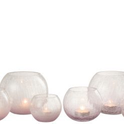Windlicht roze set van 3 stuks