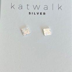 Zilveren oorring vierkant Katwalk Silver