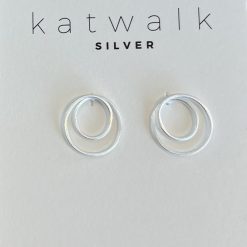 Zilveren oorring 2 cirkels Katwalk Silver