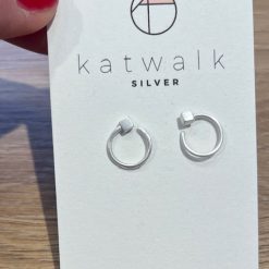 Zilveren oorring cirkel met vierkant Katwalk Silver