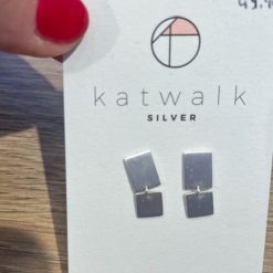 Zilveren oorring rechthoek & vierkant Katwalk Silver