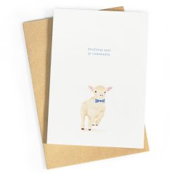 Wenskaart communie lammetje - Studio Zwoane