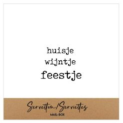 Aperitiefservetten met tekst huisje wijntje feestje