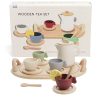31030 1 wooden tea set with cups teapot and tray