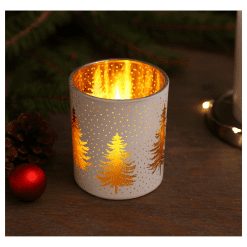 Alternative view of Theelichthouders kerstboom wit - goud. Set van 2 afmetingen