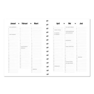 agenda 2026 horizontale schrijfrichting met gratis 5