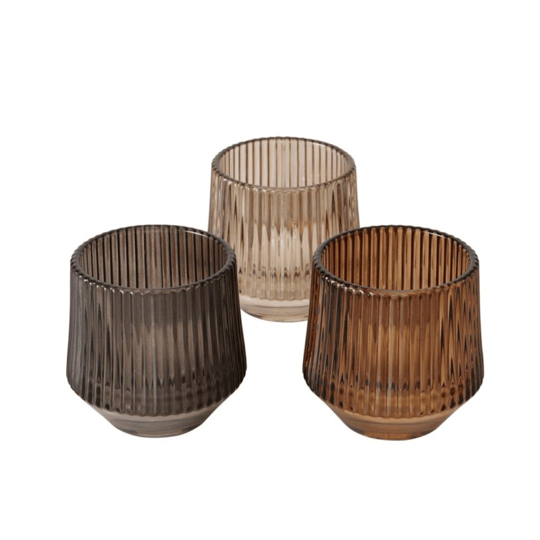 Set van 3 glazen theelichthouders