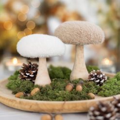 Paddenstoel in hout en wol