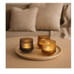 Alternative view of Set van 3 glazen theelichthouders