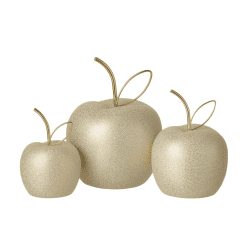 Set van 3 goudkleurige appels – Porselein en metaal