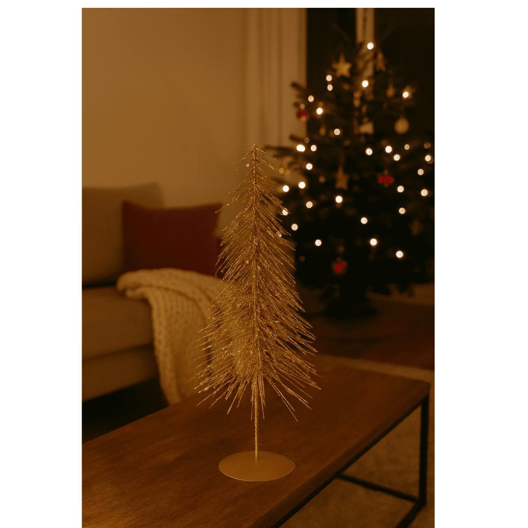 Decoratieve kerstboom glitter goudkleur - Afbeelding 2