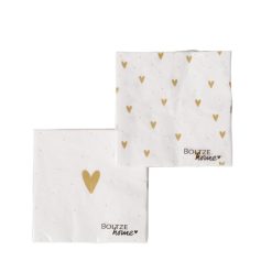 Papieren servetten met gouden hartjes – 17 cm (20 stuks)