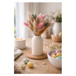 Vaas met droogbloemen 7x12cm